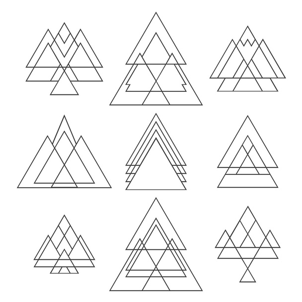 Set of trendy geometric shapes. Geometric hipster logotypes - Διάνυσμα, εικόνα