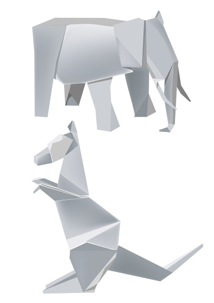 Paper_elephant_kangaroo - Διάνυσμα, εικόνα