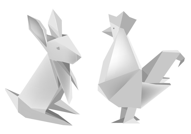 Paper_rabbit_and_rooster - Vector, Image