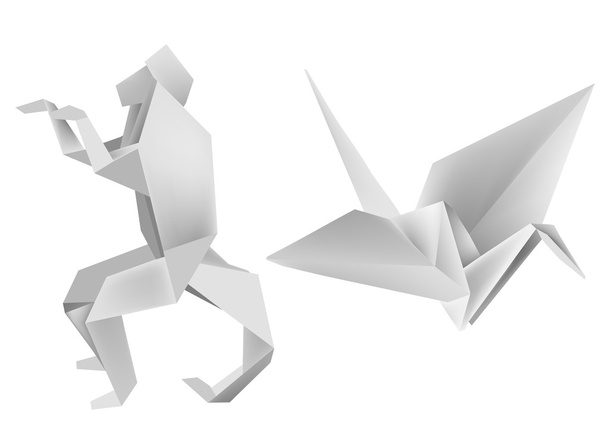Origami_monkey_crane - Vektör, Görsel