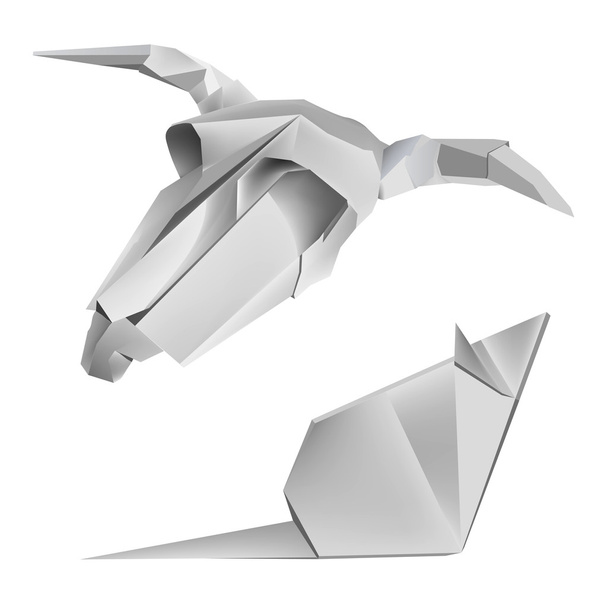 Origami _ cow _ skull _ mouse
 - Vetor, Imagem