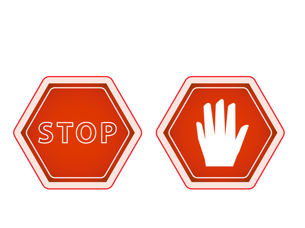 sign of stop and hand sign symbol - Foto, Imagen