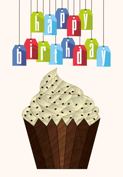 Invitación de cumpleaños con pastel
 - Vector, Imagen