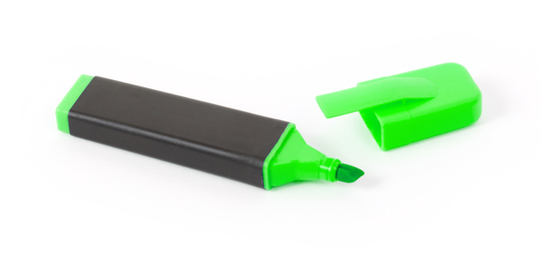 分離された緑の蛍光ペン - 写真・画像