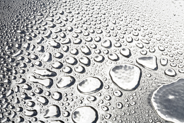 Water drops on polished metal surface - Zdjęcie, obraz