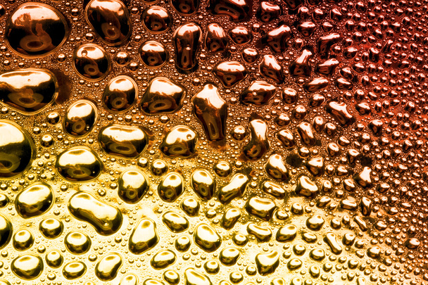 Water drops on polished metal surface - Foto, imagen