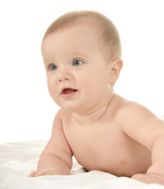 entzückendes Baby Mädchen auf Decke - Foto, Bild