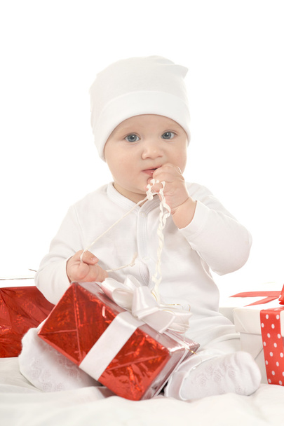 cute baby girl   with gifts - Fotó, kép