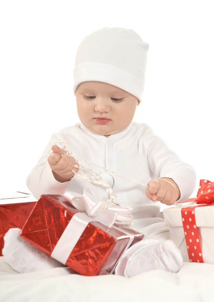 cute baby girl   with gifts - Foto, Imagem