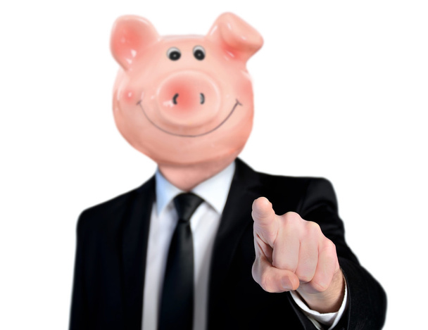 Piggy bank head business man - Zdjęcie, obraz