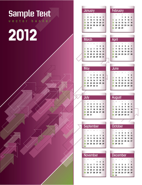 2012 Calendar. Vector Illustration. Eps10. - Vector, imagen