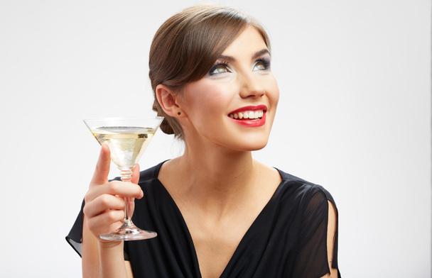 Woman drinks wine - Фото, изображение