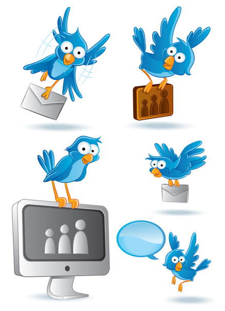 sosyal medya ağı mavi kuş - Vektör, Görsel