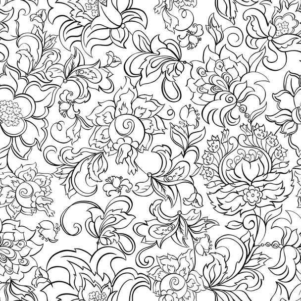 エスニック花柄シームレス - ベクター画像