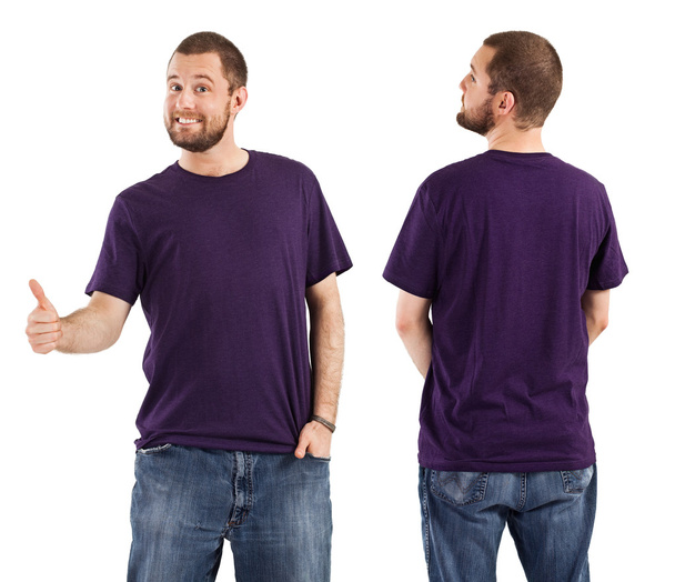Male posing with blank purple shirt - Foto, imagen