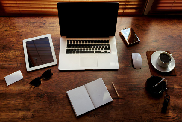 business person desktop accessories and work tools - 写真・画像