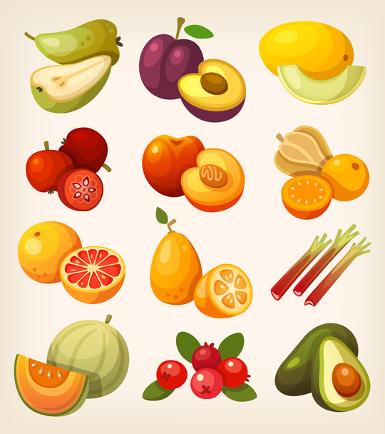 Készlet színes egzotikus gyümölcs - Vektor, kép