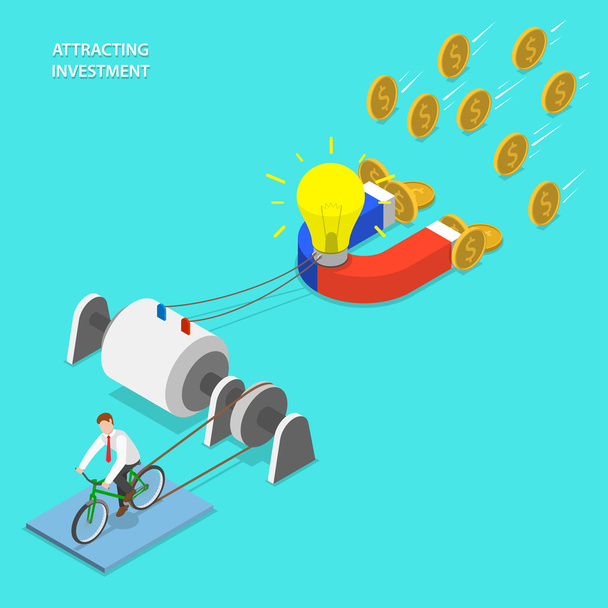Investment attraction flat isometric vector. - Vector, Image