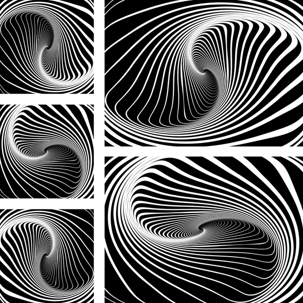 Vortex illusion. Op art backgrounds set - Vector, Image