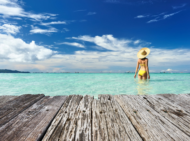 Girl on tropical beach - Photo, Image