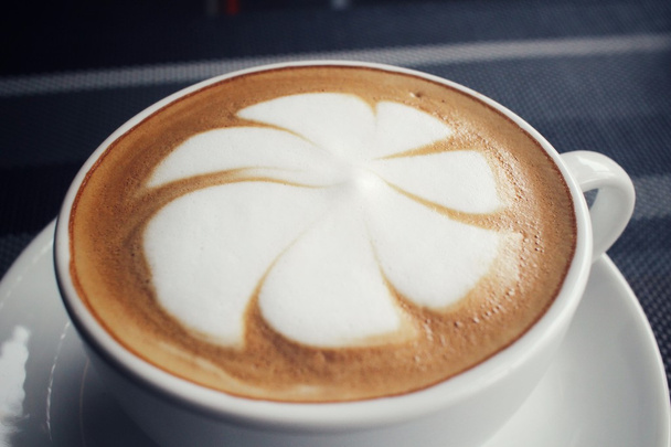 Vintage latte art coffee - Photo, Image