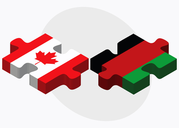Canada and Afghanistan Flags in puzzle - Vector, Image