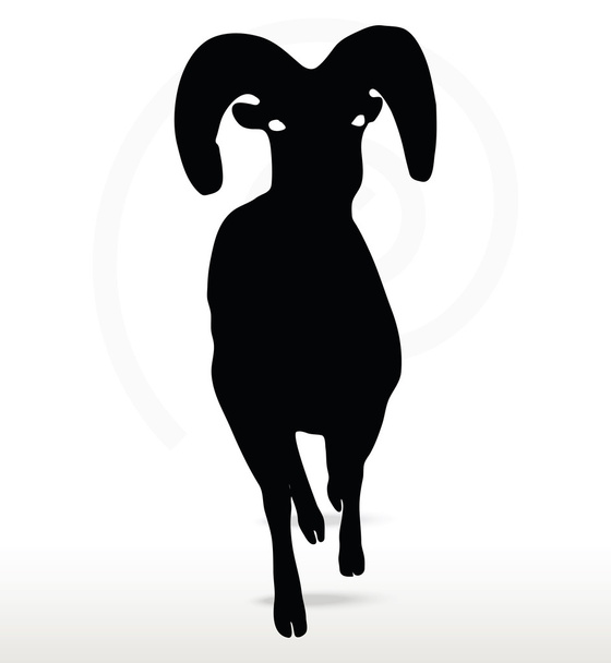 big horn sheep  silhouette in running  pose - Vector, Image