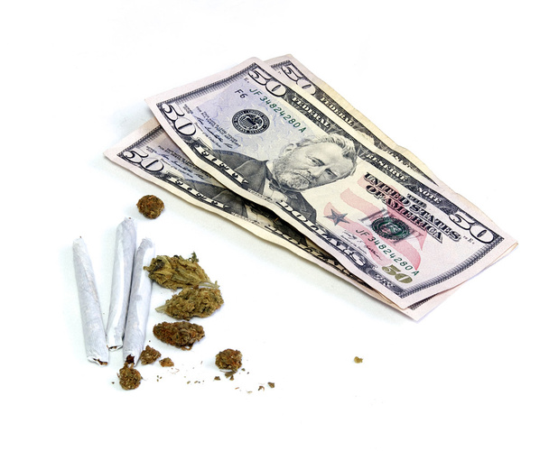 money with joints and pot - Photo, Image