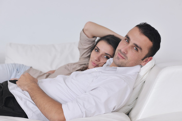 Happy young couple relax at home - Foto, imagen