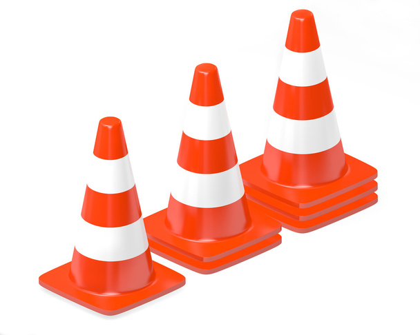 3d traffic cones isolated over white - Photo, Image