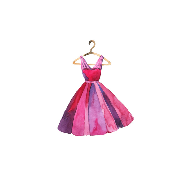 Vector watercolor pink dress - Vector, Image