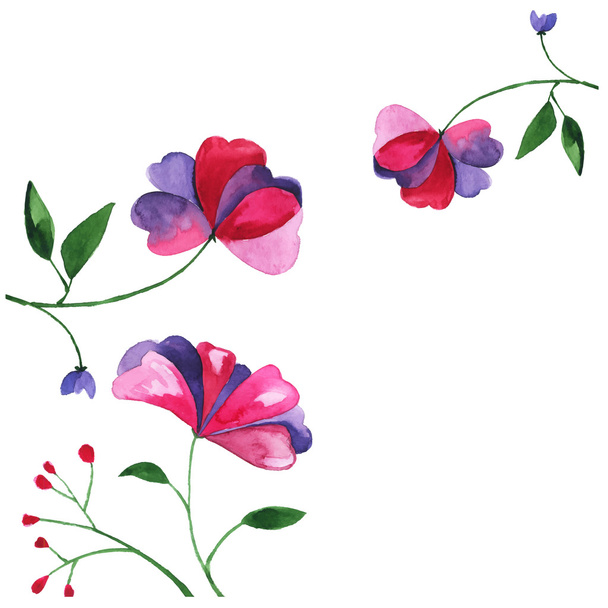 Pembe çiçekli suluboya doodle - Vektör, Görsel
