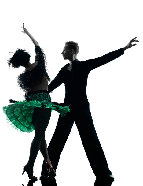 elegant couple dancers dancing silhouette - Foto, Imagem