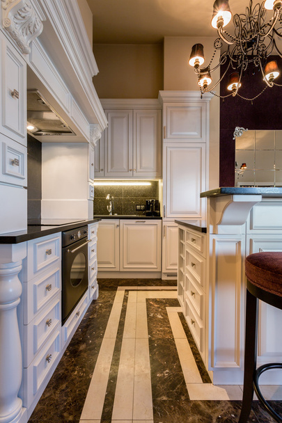Baroque kitchen in huge apartment  - Фото, изображение