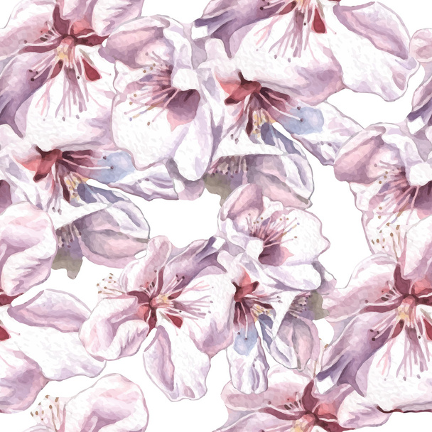 Seamless pattern with watercolor flowers. - Διάνυσμα, εικόνα