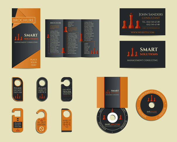 Smart solutions business branding identity set. Flyer, brochure, cd, business card. Best for management consulting company etc. Unique geometric design - Foto, immagini