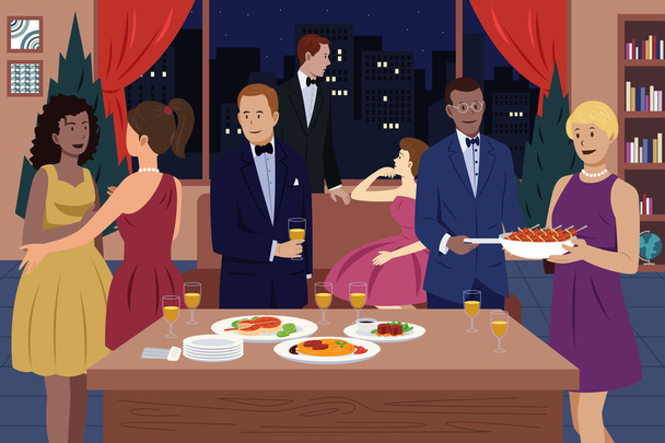People at Dinner Party - Vector, Image