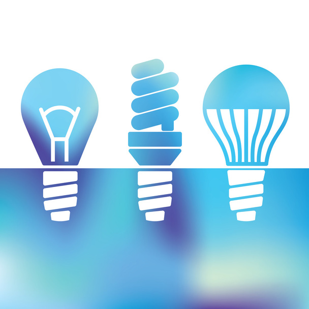 LED-Lampen - Glühbirnen - Leuchtstoffröhren - Vektor, Bild