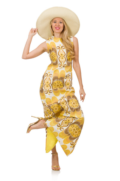 woman wearing hat and long summer dress - Photo, image