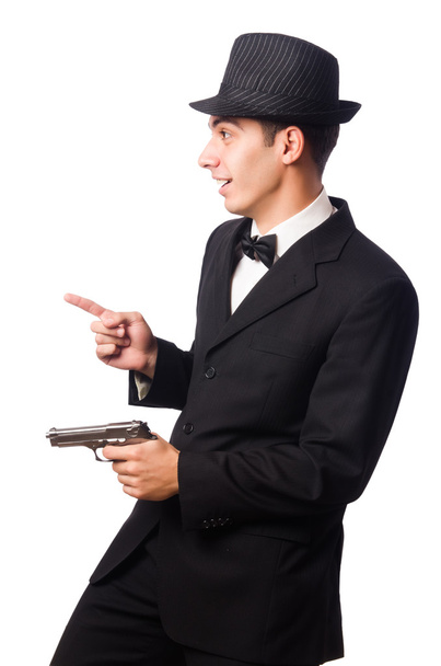 Young elegant man holding handgun - Foto, Imagem