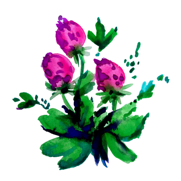water-colour picture of bush of strawberry - Vector, Image