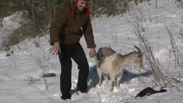 Άνθρωπος κατσίκα συγχαίρει για τα Χριστούγεννα - Πλάνα, βίντεο