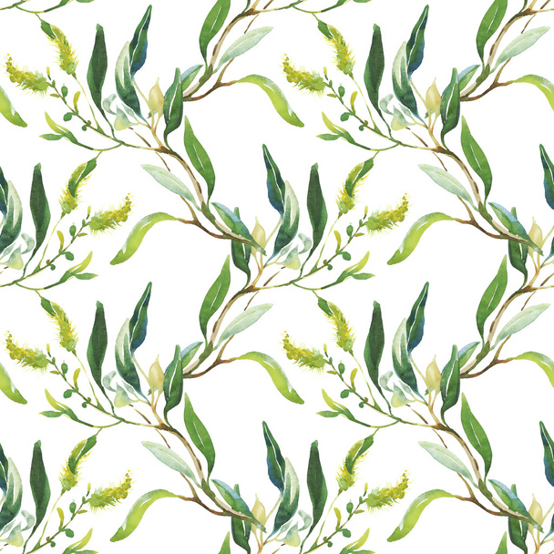 Watercolor green floral pattern - Photo, image