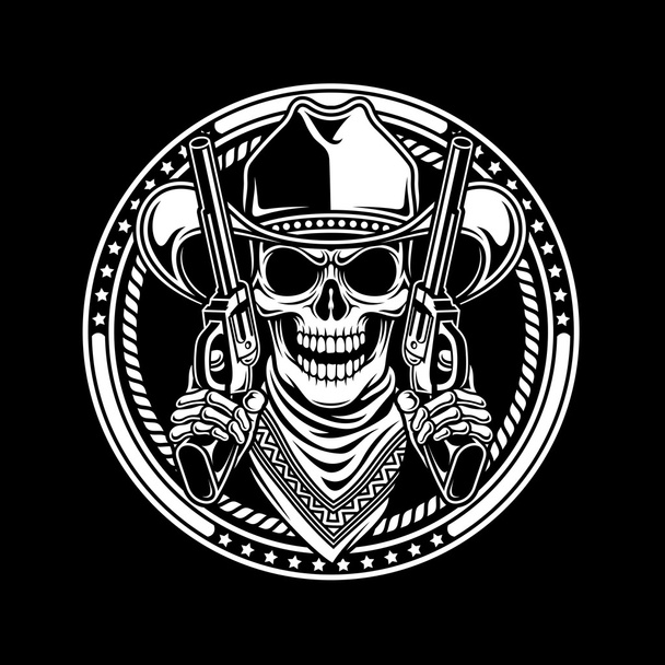 Cowboy Skull Hold Guns - Vector, Image