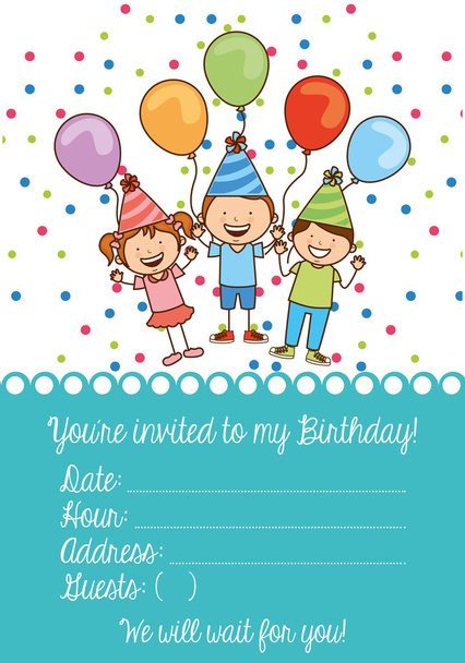 Születésnapi meghívó  - Vektor, kép