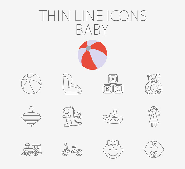 Conjunto de iconos de vector plano relacionados con bebé
 - Vector, imagen