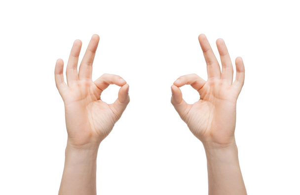man hands showing ok sign - 写真・画像