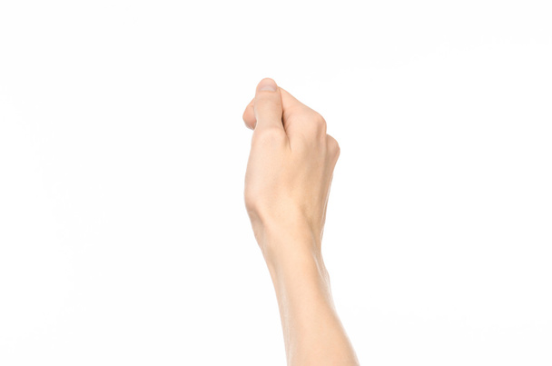 Gesta téma: lidská gesta ukazují první osoba Zobrazit izolované na bílém pozadí v studio - Fotografie, Obrázek