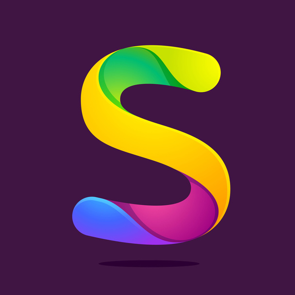 S letter one line colorful logo - Vector, Image