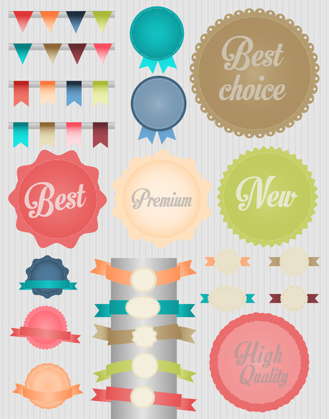 Set of retro ribbons and labels - Vector, Image